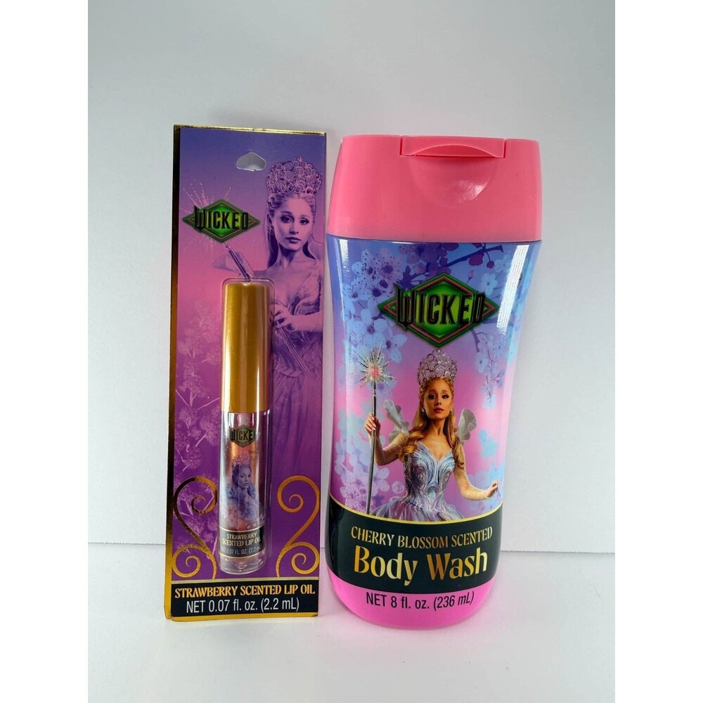 Wicked Glinda Cherry Blossom Body Wash Strawberry Lip Oil 2pc Gift Set